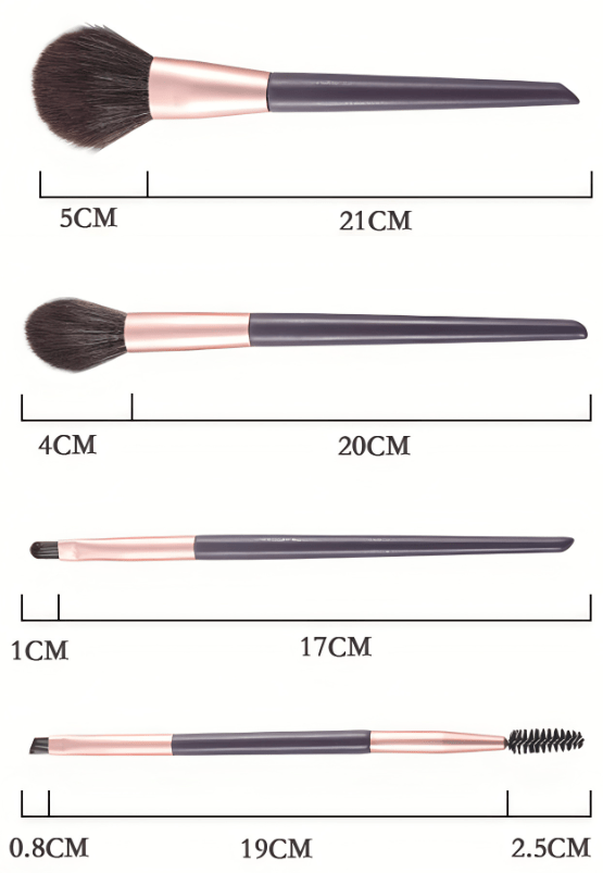 Purple 4pcs makeup brush set