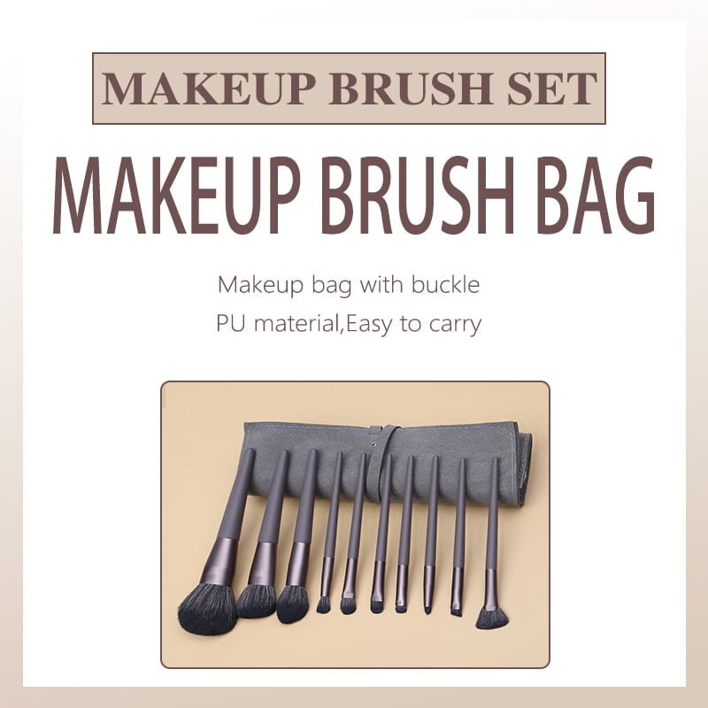 Set of 10 grey makeup brushes