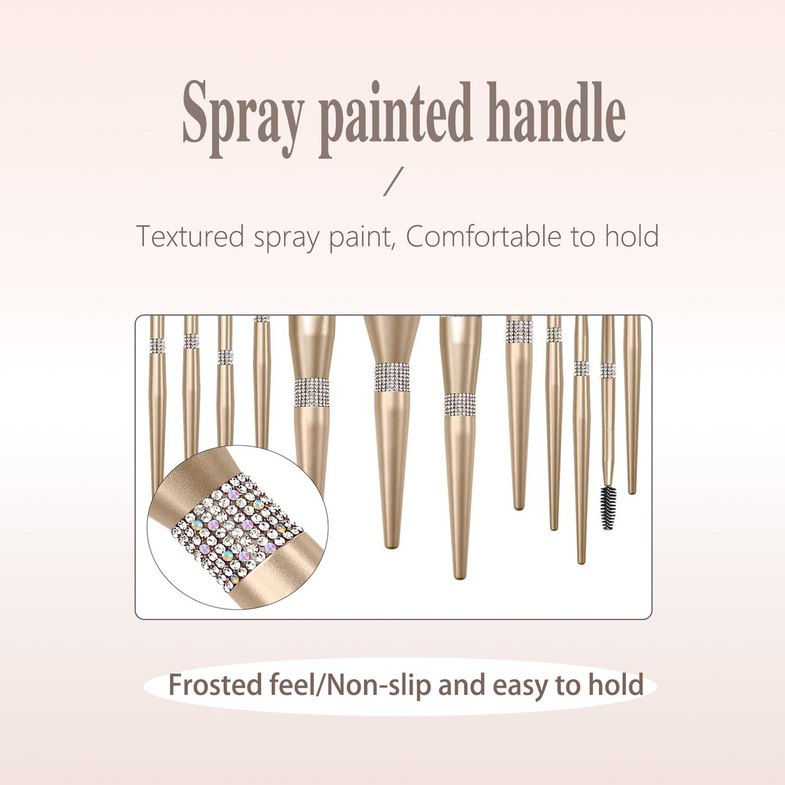 Set of 12pcs Champagne Gold Soft Hair Makeup Brushes