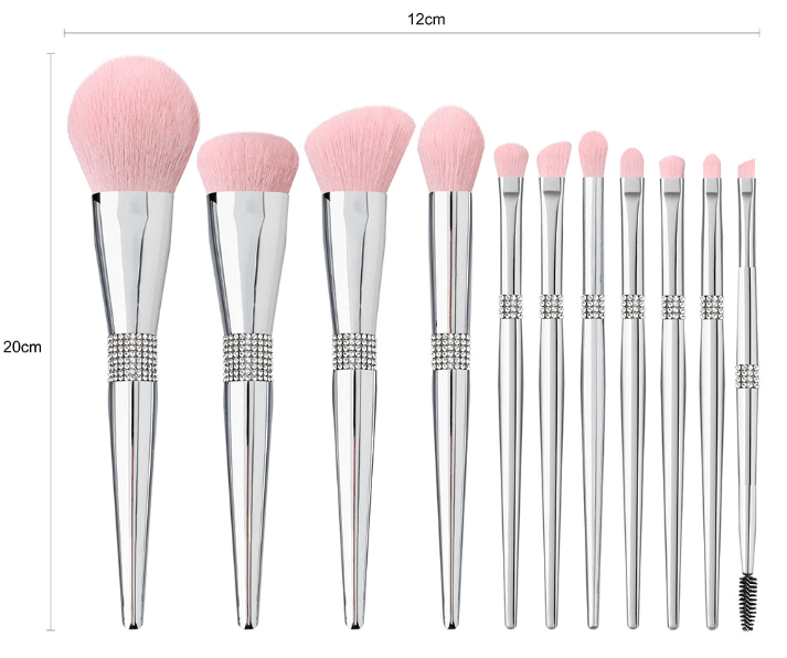 Silver makeup brushes With Drill Soft Bristles