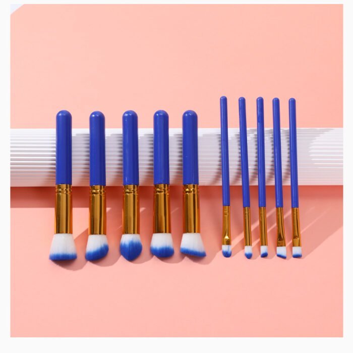 5 big 5 small blue makeup brush set