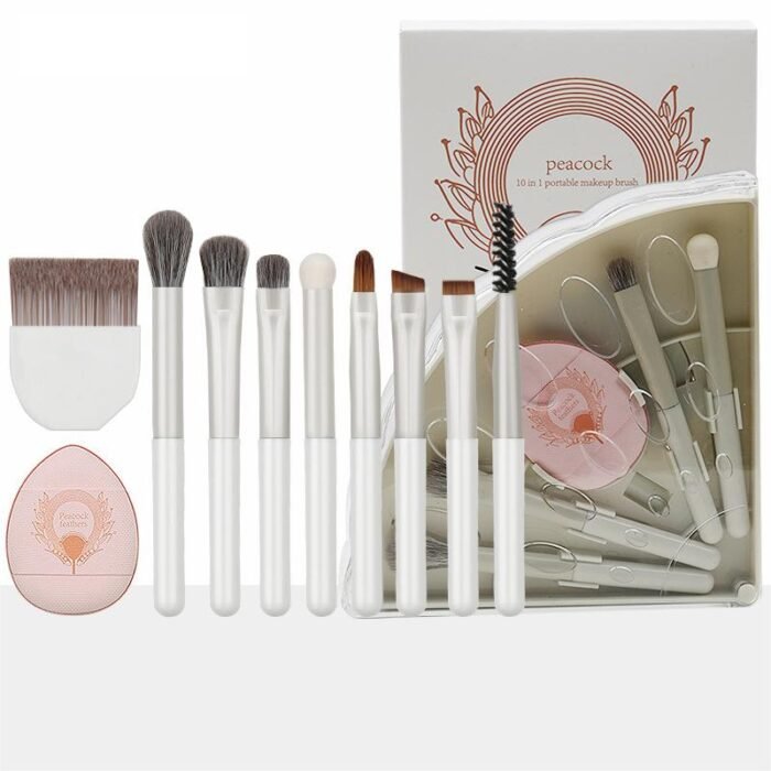 10-in-1 portable makeup brush set