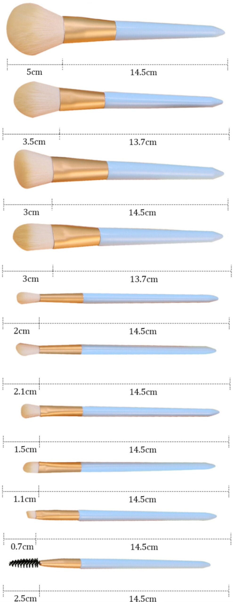 Blue Brush Set With Wooden Gandle