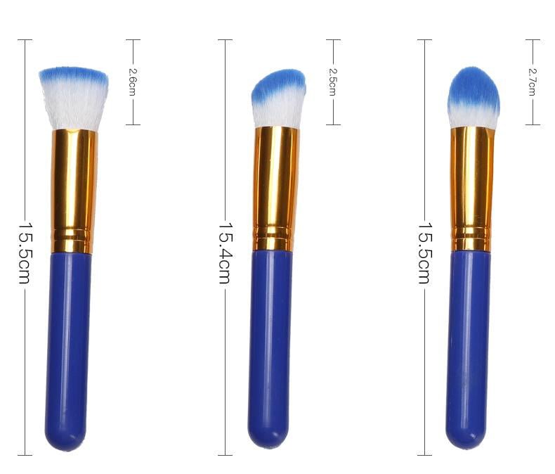 5 big 5 small blue makeup brush set