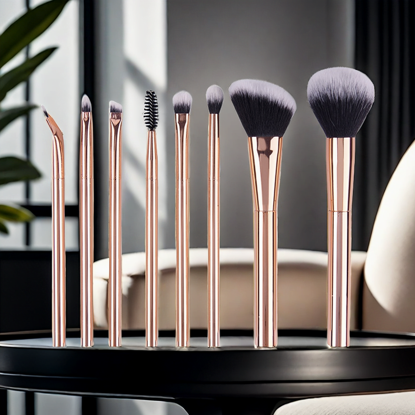 8-piece electroplated handle makeup brush set