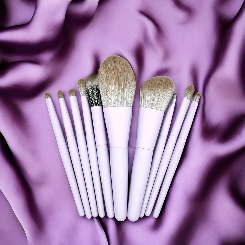 10 pcs purple soft hair makeup brushes