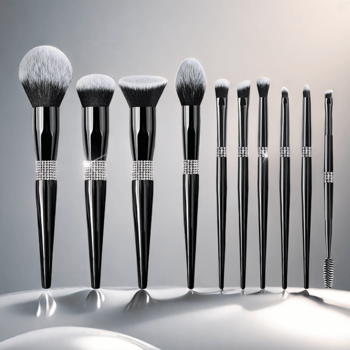 10pcs black makeup brush set with drill