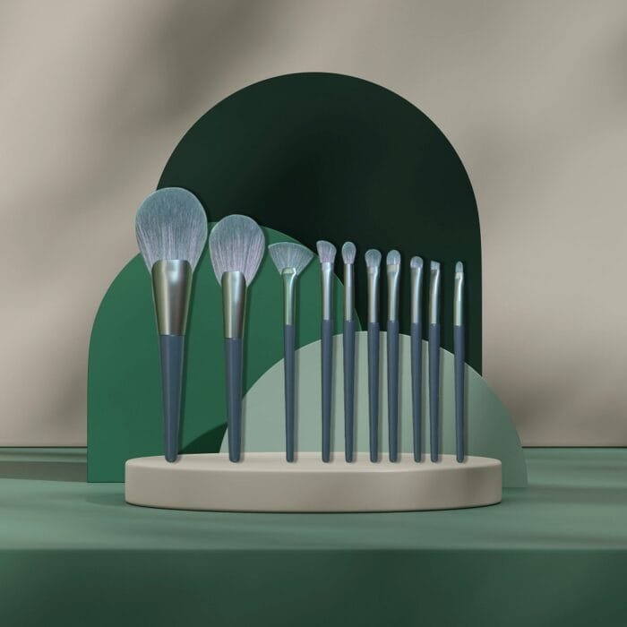 10pcs dark green bucket-shaped makeup brushes