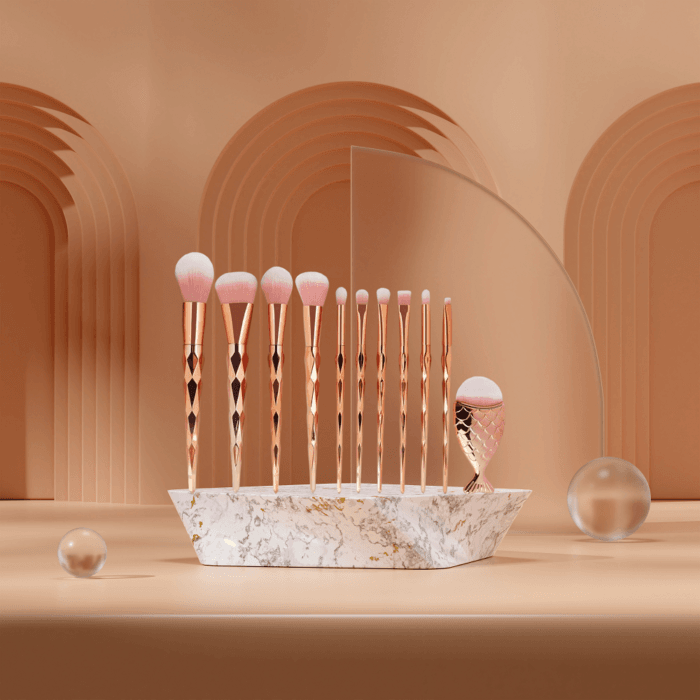 11 pcs mermaid makeup brushes set