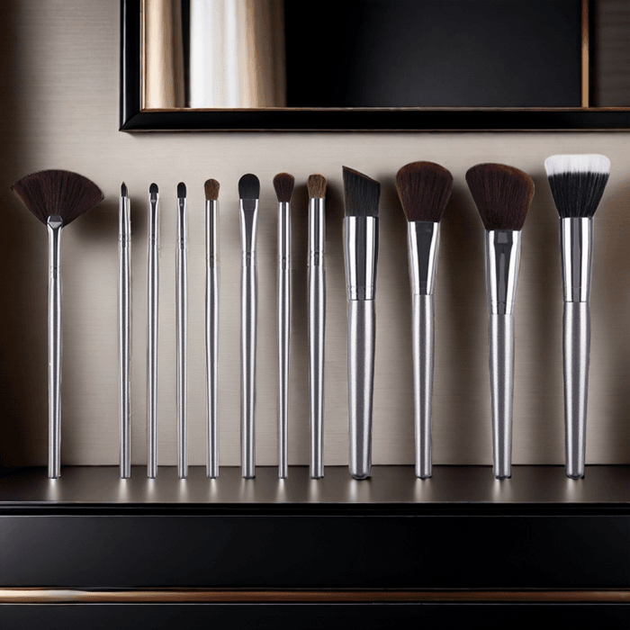 12 pcs slivery makeup brush set