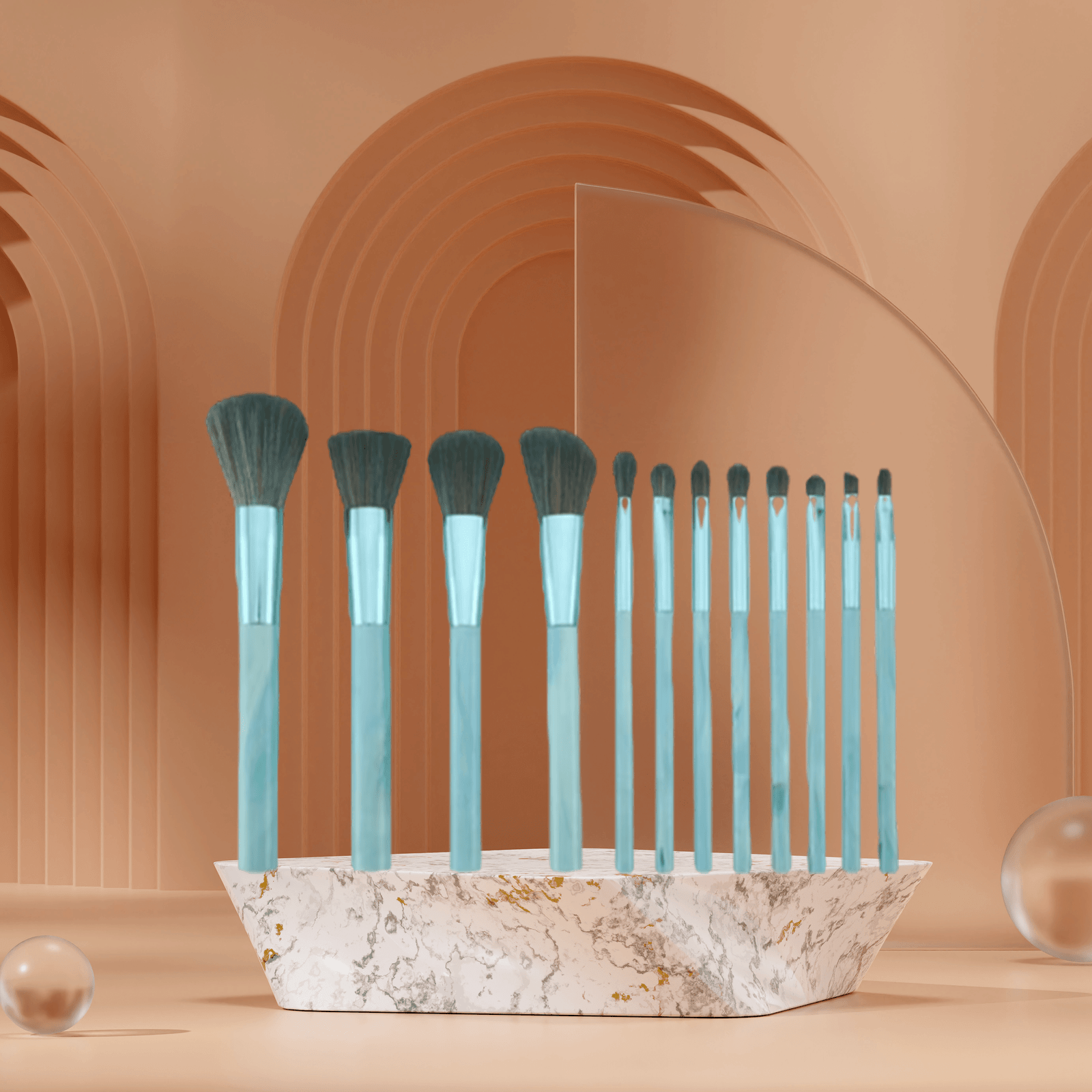 12pcs Dream Blue Makeup Brush Set