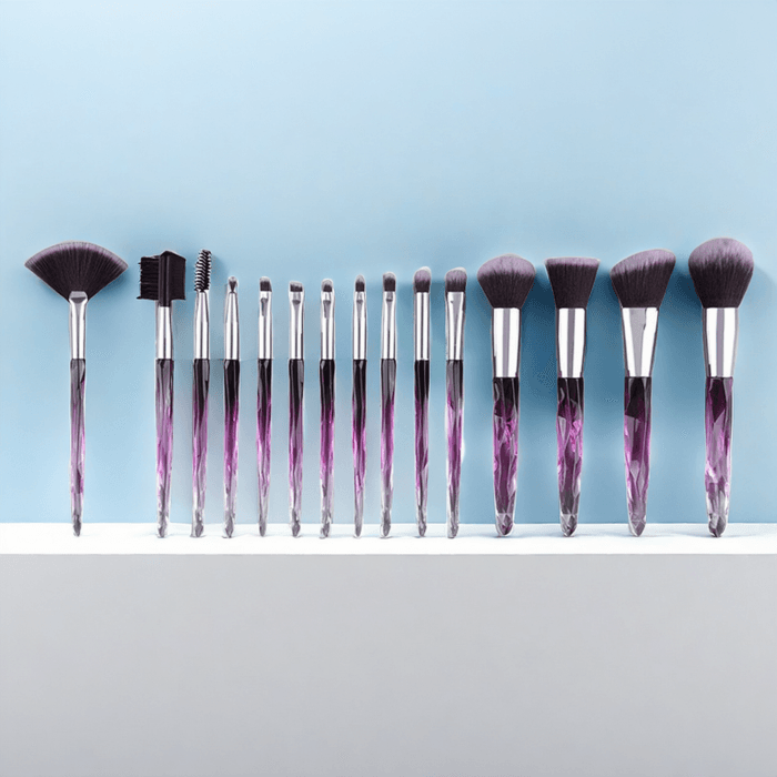 15pcs purple animal hair makeup brush set