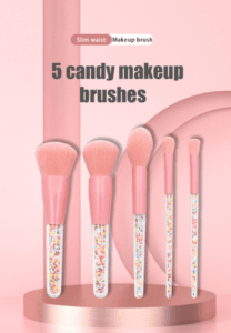 5pcs Pink Ice Cream Rainbow Brush with Rhinestones