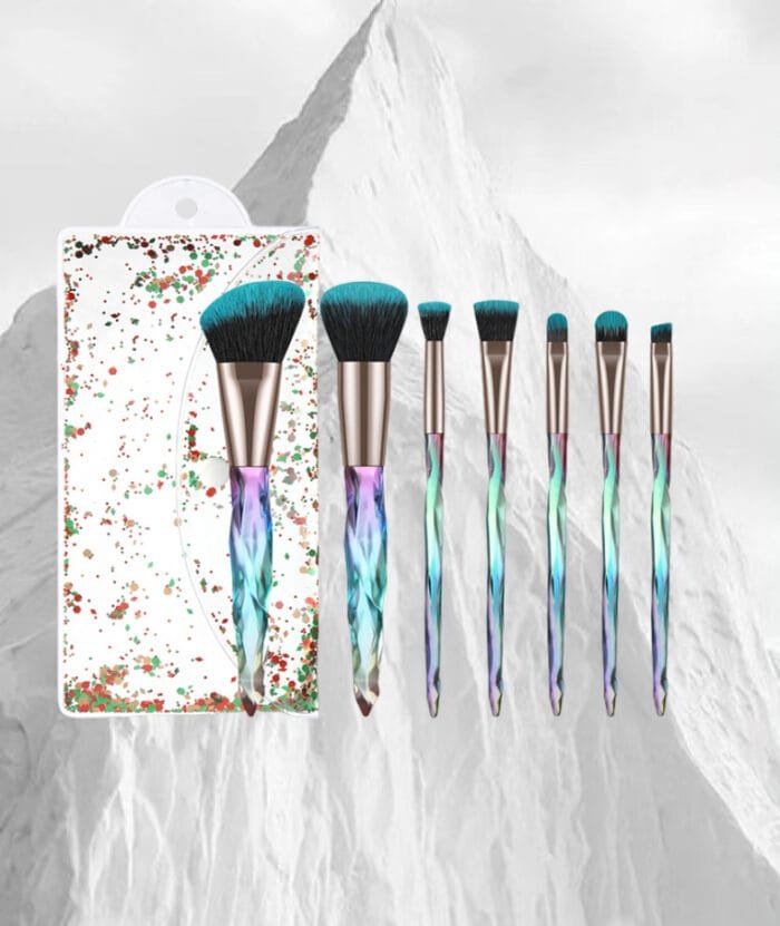 7pcs transparent crystal diamond handle makeup set