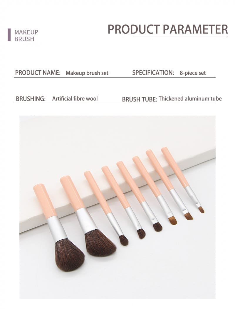 8 pcs New Mini Pink Brush Set