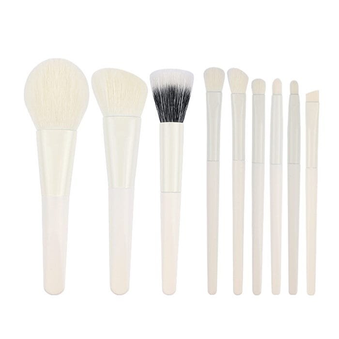 9PCS Makeup brush white portable set