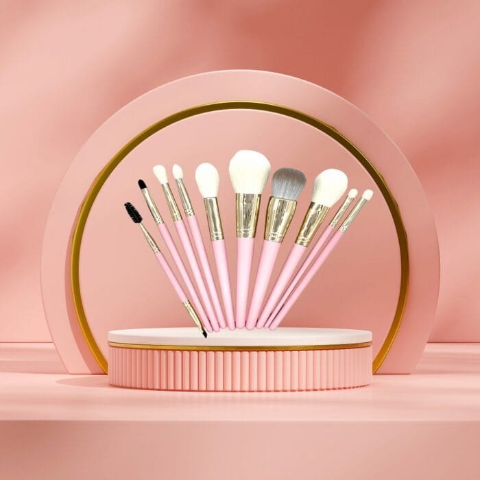 Animal hair 10 pcs portable makeup tool set