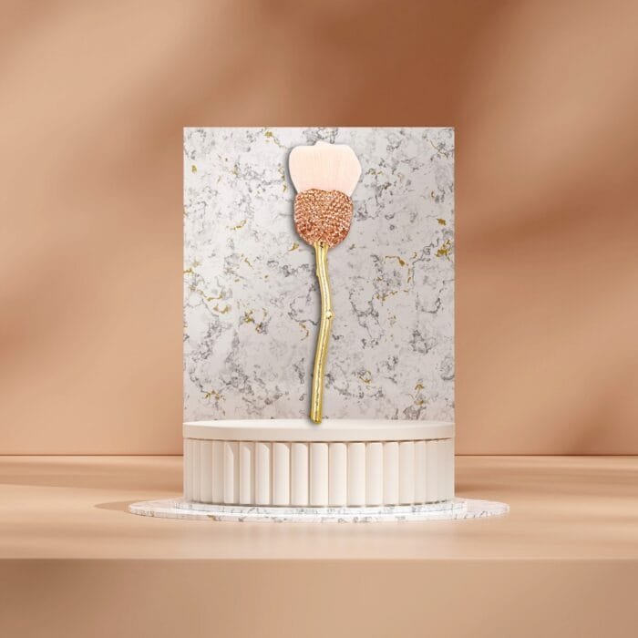 Diamond inlaid rose makeup brush