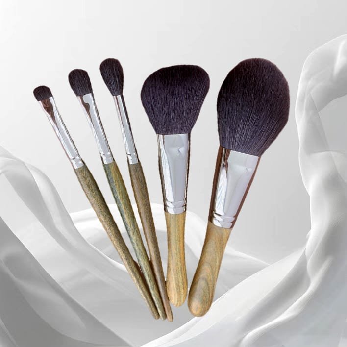 Green Sandalwood Series 5 pcs Wool Makeup Brushes