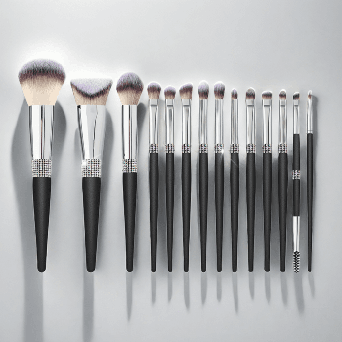 Matte black and silver tube makeup brush