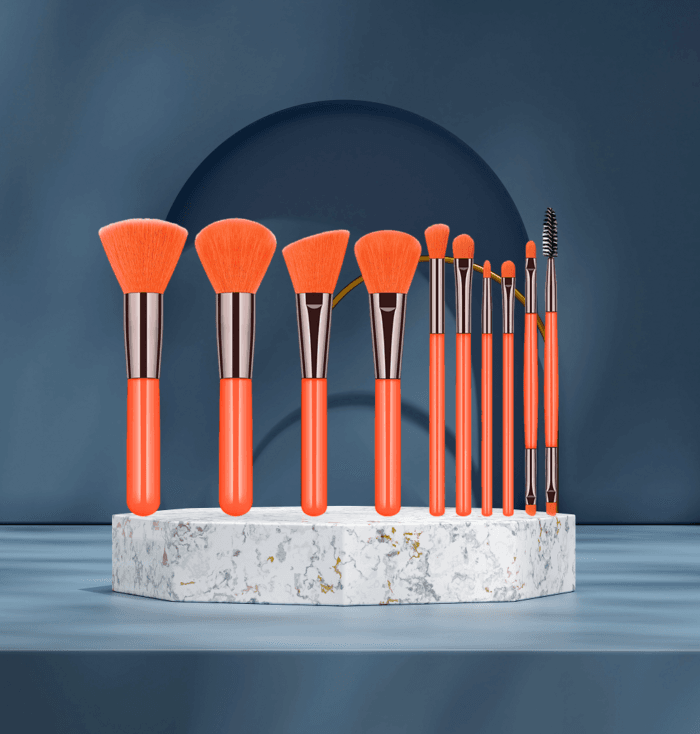 Multi color makeup brush set