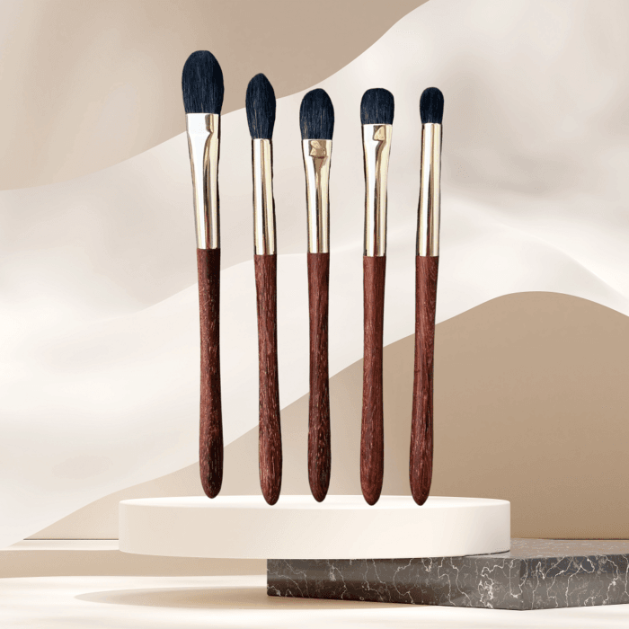 Redwood color five piece makeup brush set