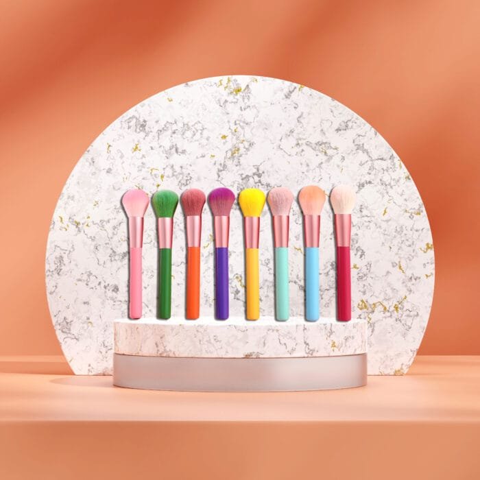 Single candy colored makeup brush