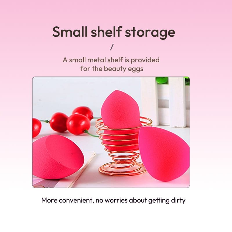 The gift Box Makeup egg set comes with a small metal shelf